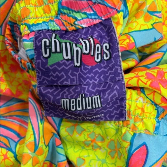 Chubbies Mens Neon Pineapple Hooligan Print Short Overalls Tropical Summer Med